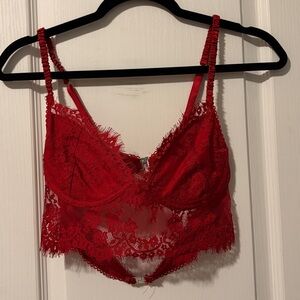 Garage Red Lace Top